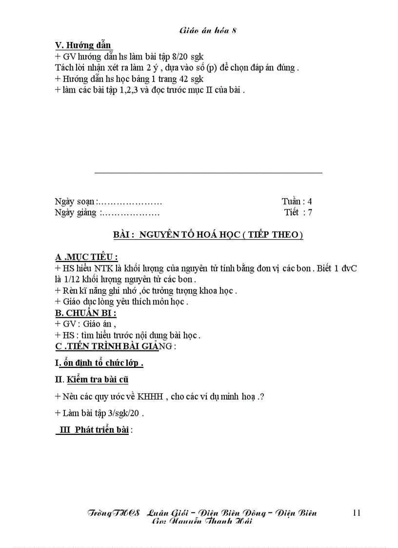 image for page Giáo án Hóa 8 chỉ in