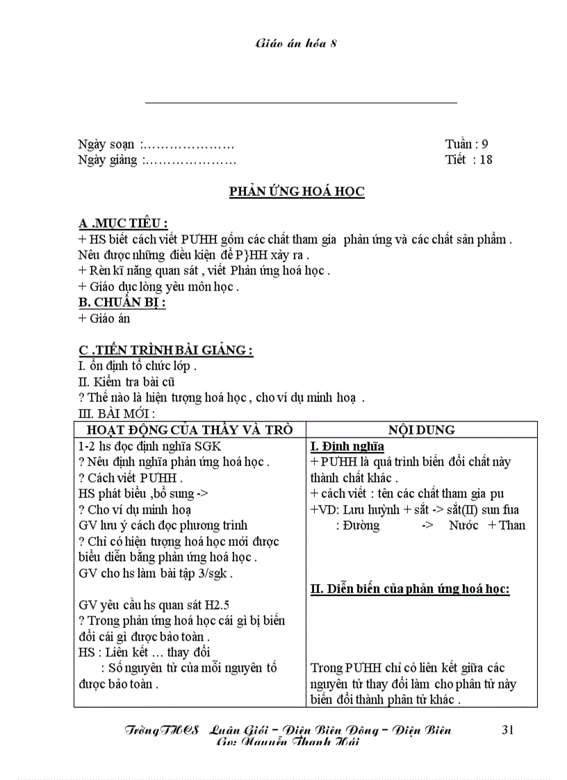 image for page Giáo án Hóa 8 chỉ in