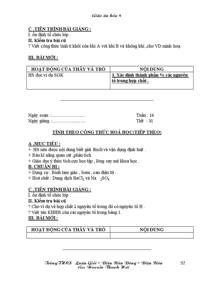 image for page Giáo án Hóa 8 chỉ in