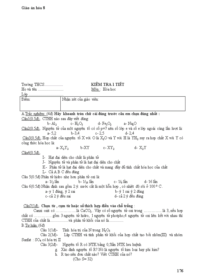 image for page Giáo án hóa 8 chi tiết