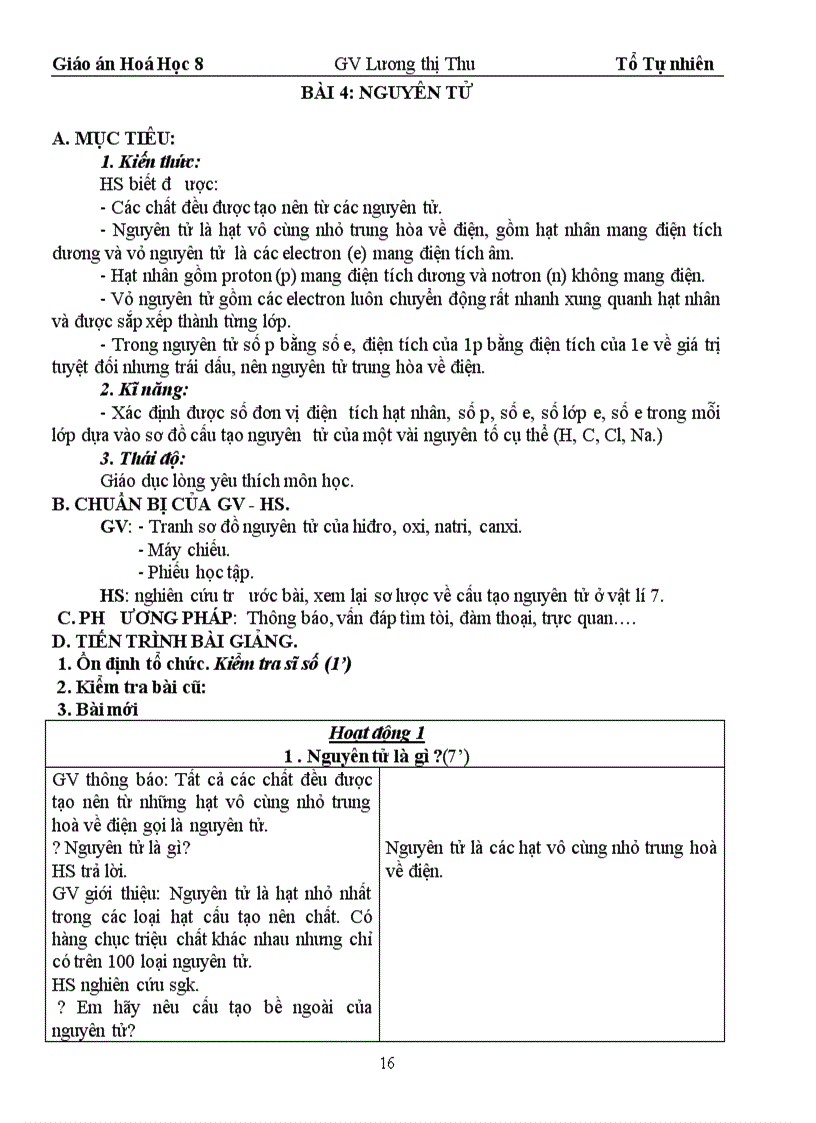 image for page Giáo án Hóa 8 chọn bộ chuẩn KTKN