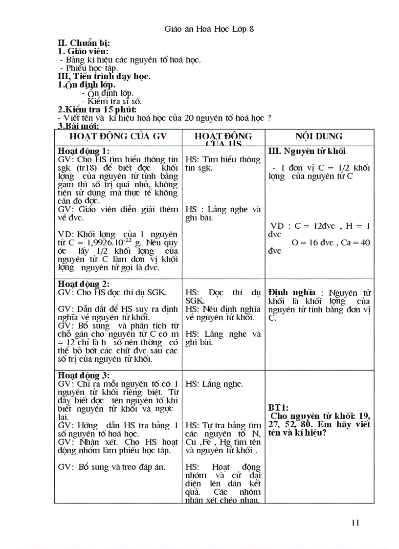 image for page Giáo án hóa 8 chuẩn không cần chỉnh