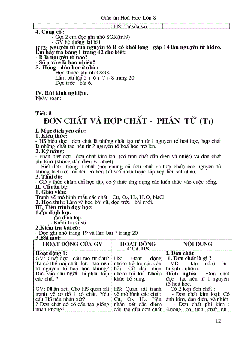 image for page Giáo án hóa 8 chuẩn không cần chỉnh