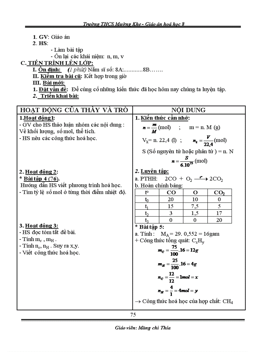 image for page Giao an Hoa 8 Chuan KT 1