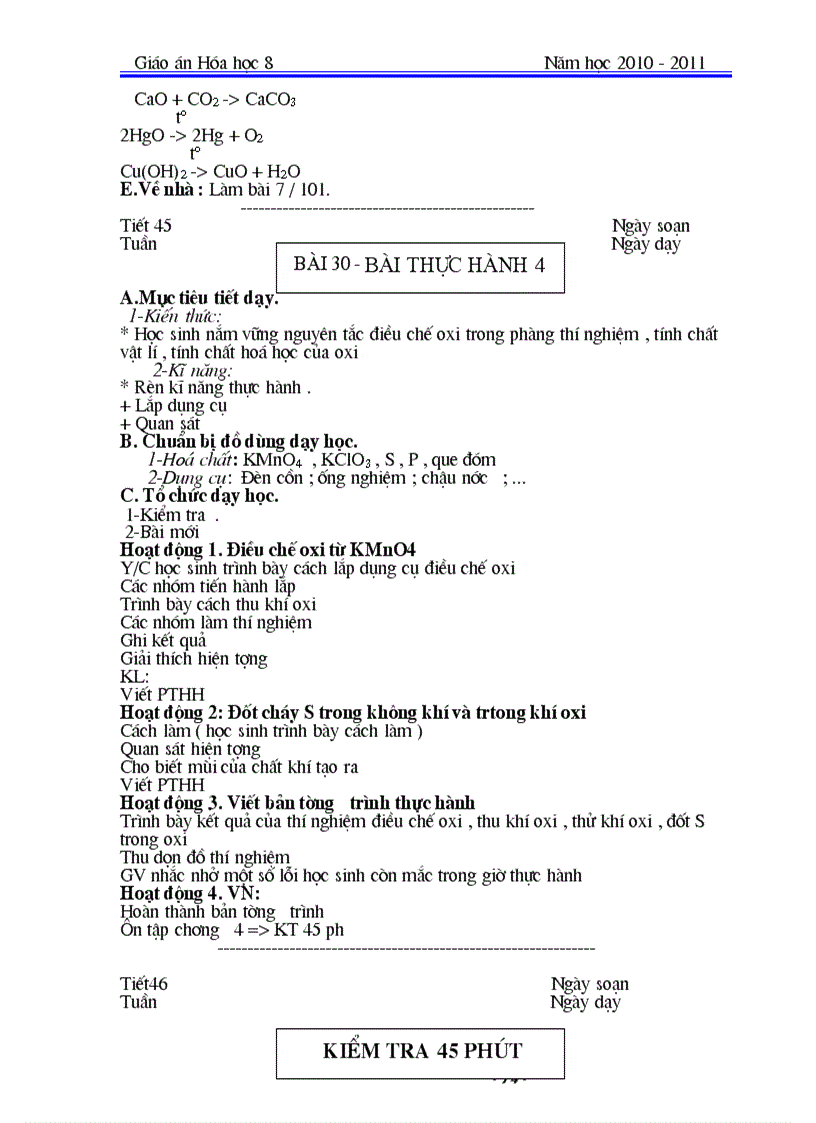 image for page Giáo án Hóa 8 HKII