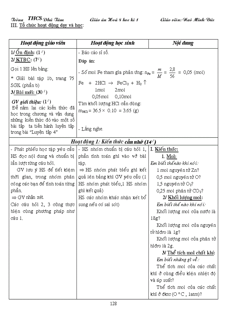 image for page Giáo án hóa 8 kiến thức chuẩn cả năm