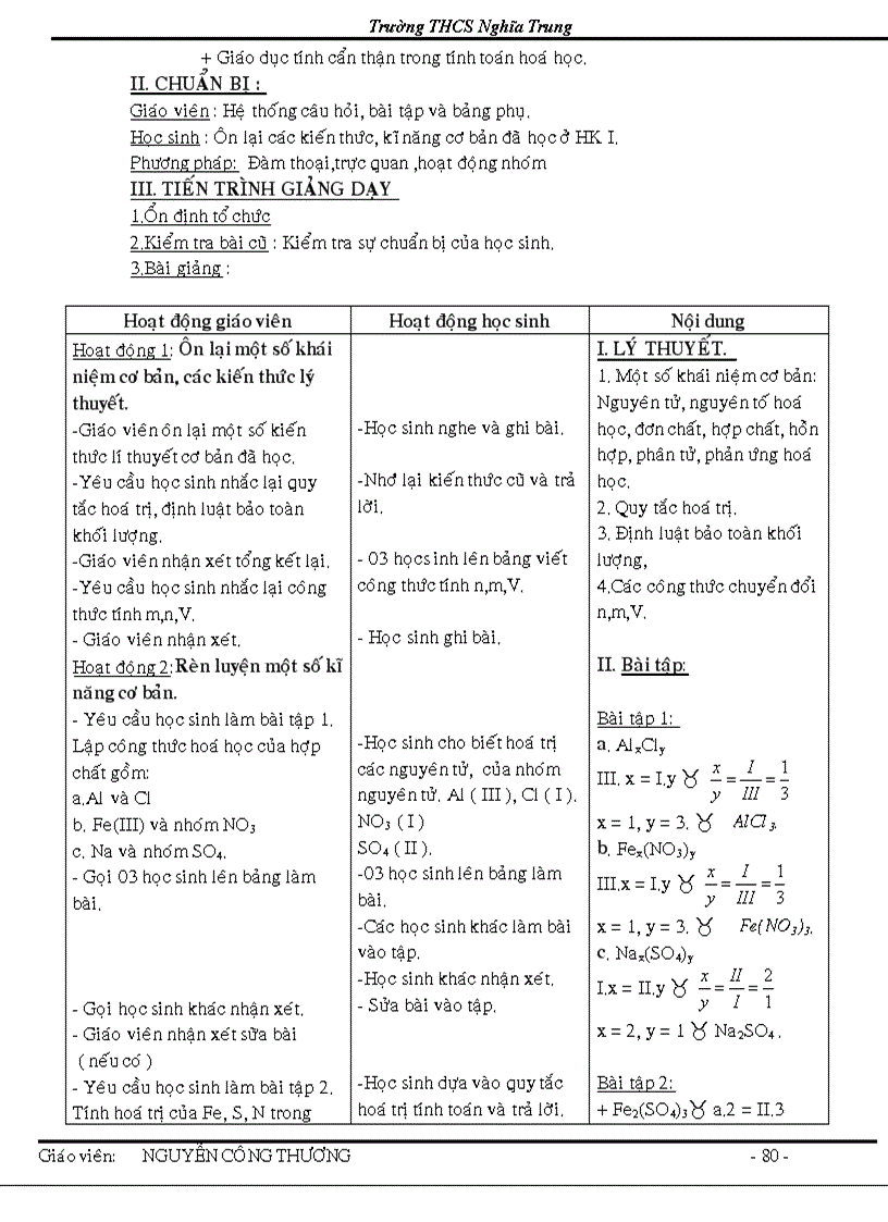 image for page Giao an hoa 8 theo chuan kien thuc