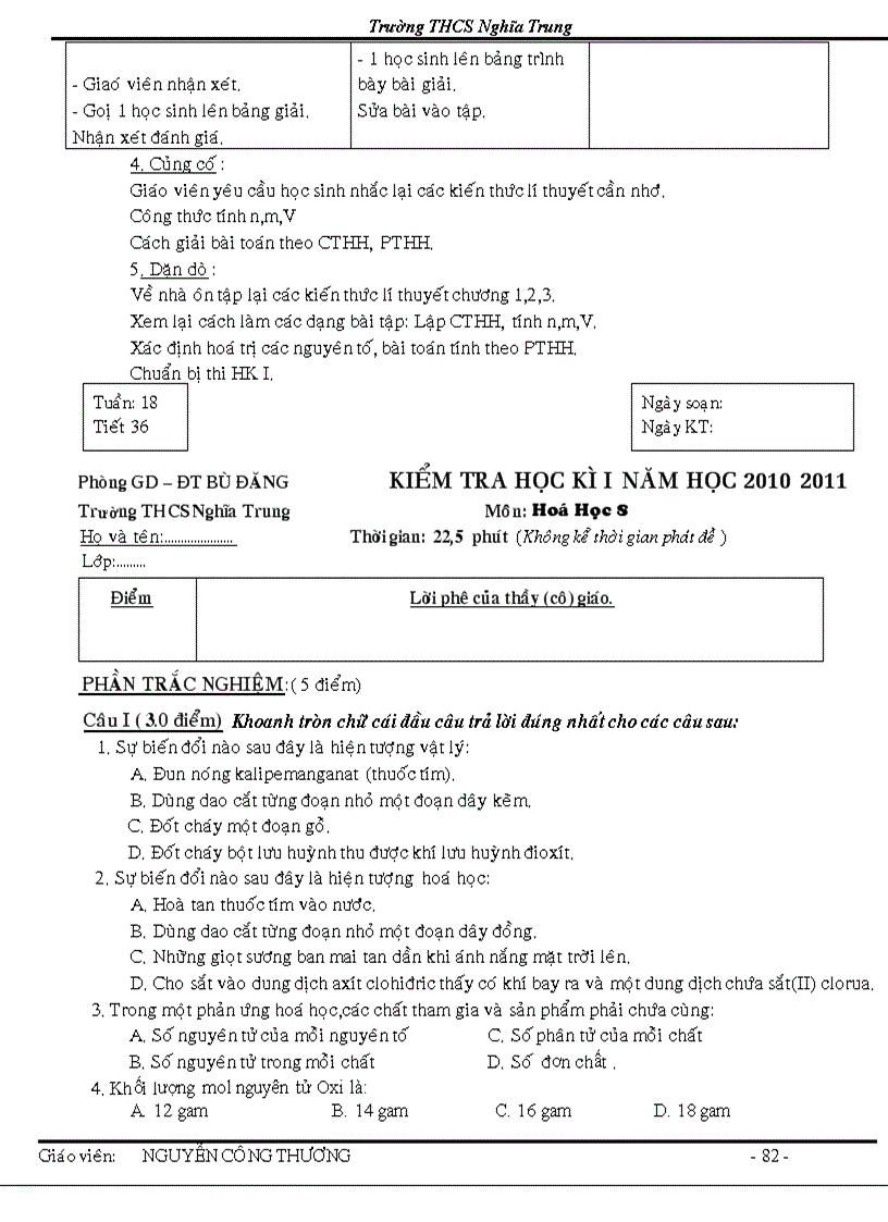 image for page Giao an hoa 8 theo chuan kien thuc