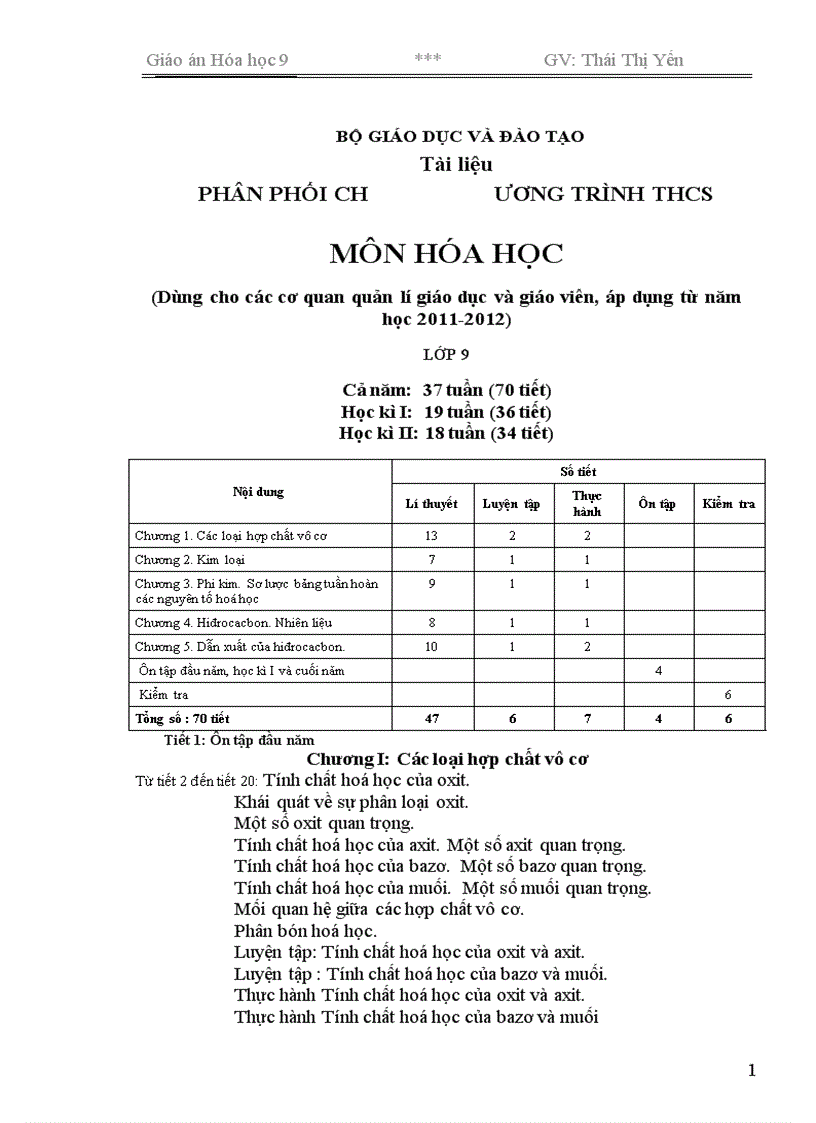 image for page Giáo án Hóa 9 chương trình mới