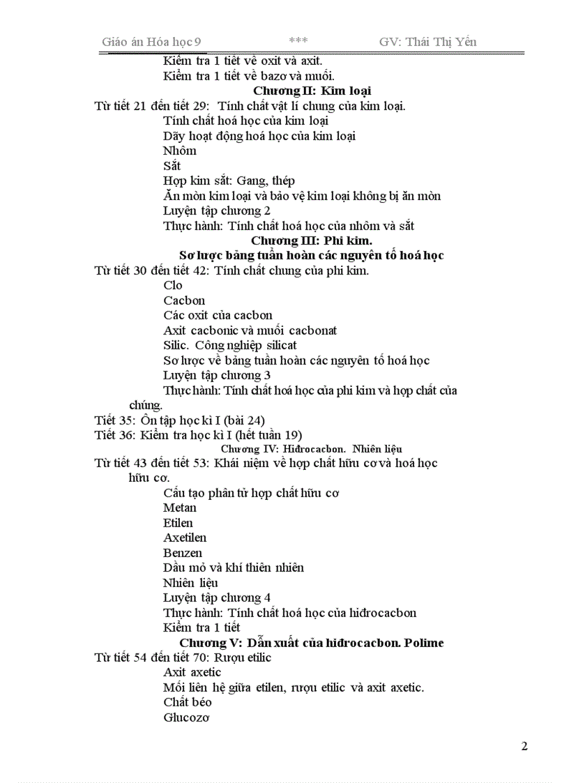 image for page Giáo án Hóa 9 chương trình mới