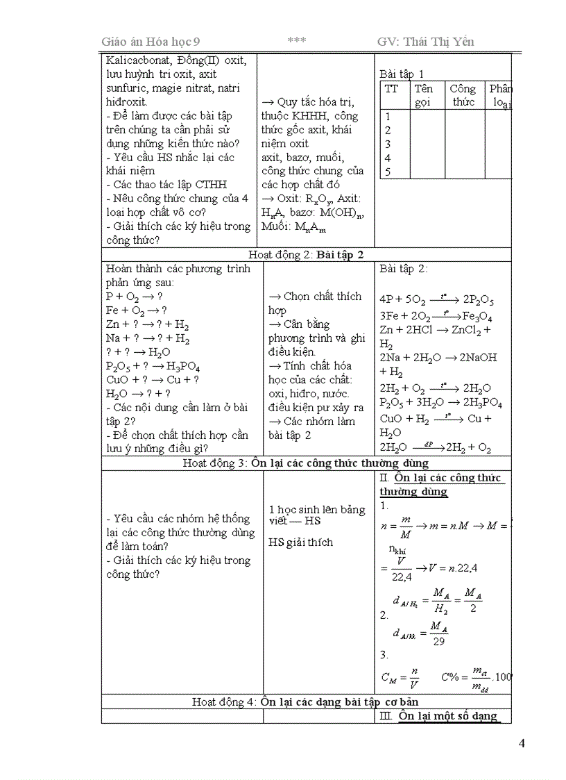 image for page Giáo án Hóa 9 chương trình mới