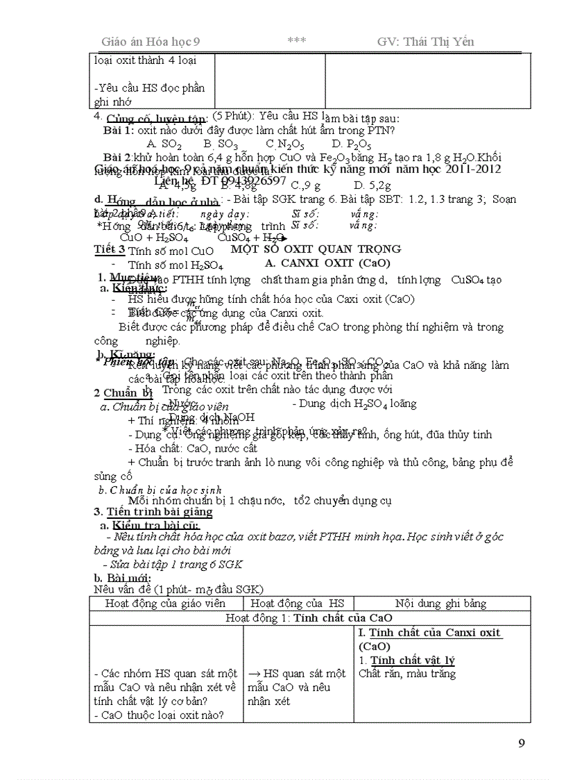 image for page Giáo án Hóa 9 chương trình mới