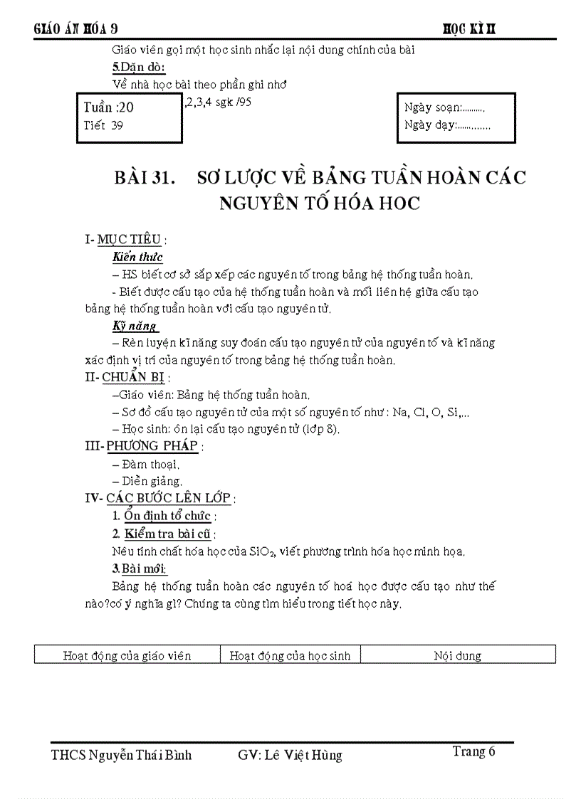 image for page Giáo án hóa 9 hkii apr