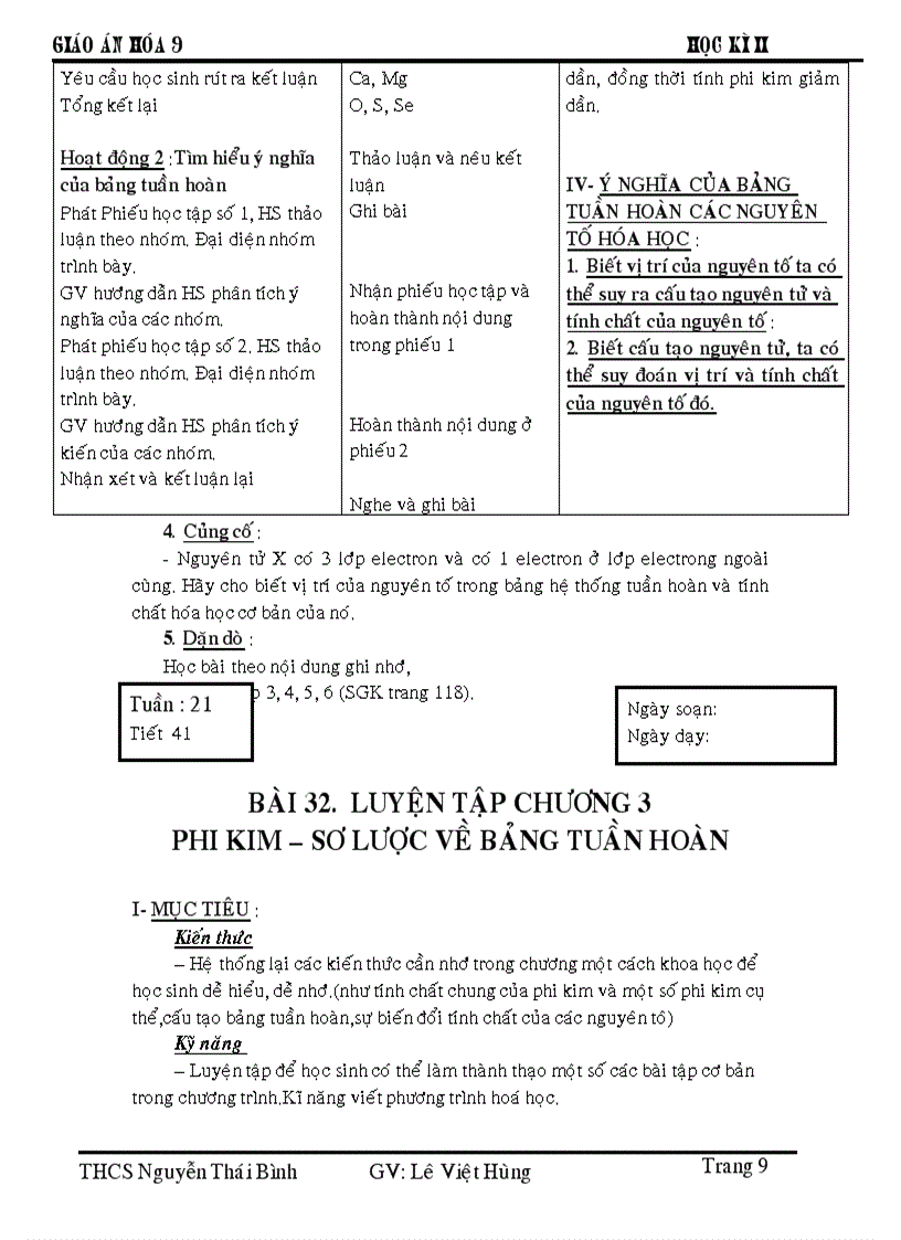 image for page Giáo án hóa 9 hkii apr