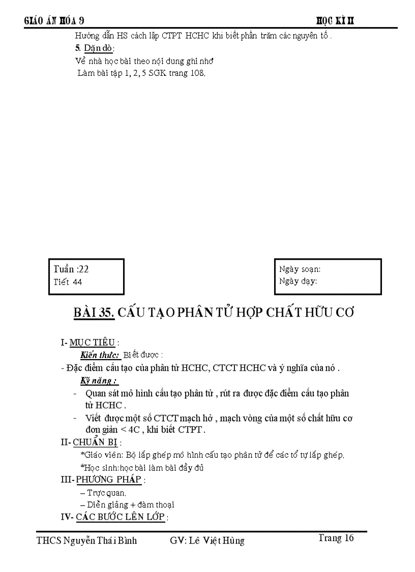 image for page Giáo án hóa 9 hkii apr