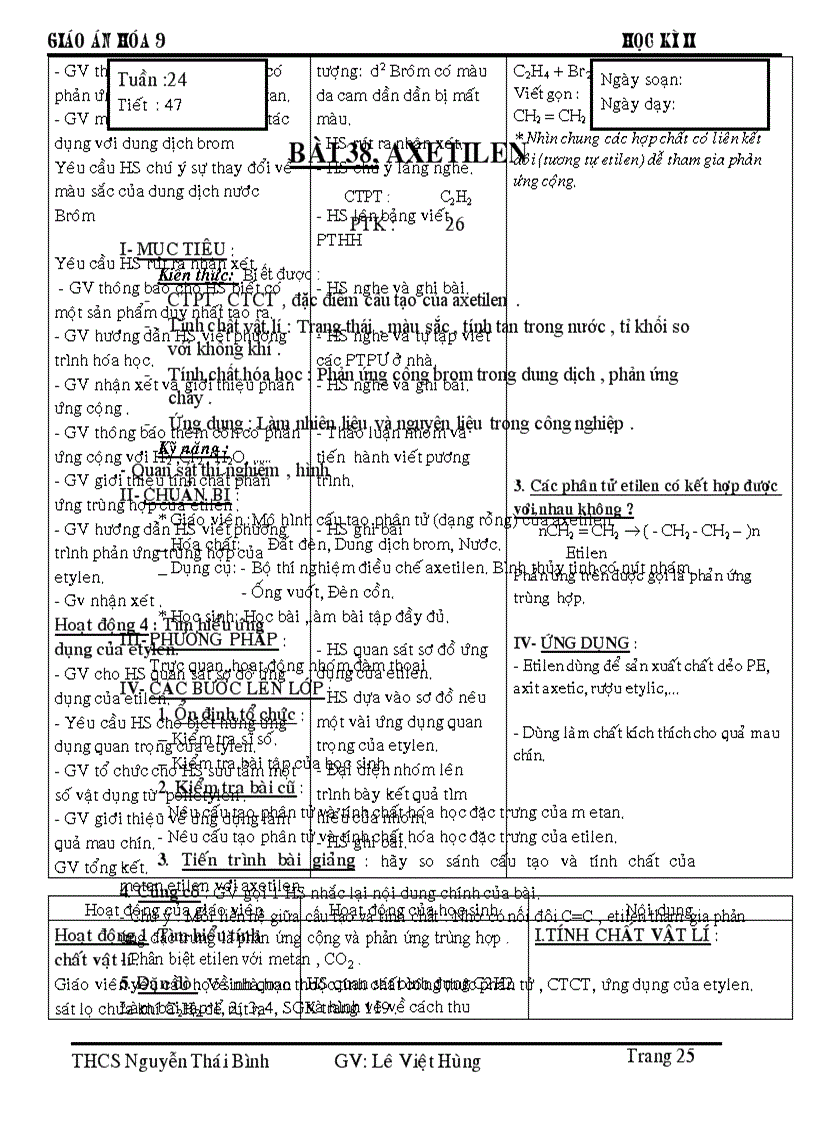 image for page Giáo án hóa 9 hkii apr