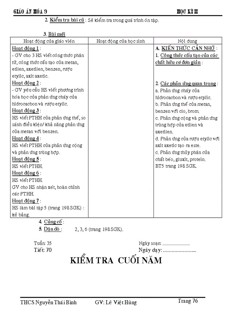 image for page Giáo án hóa 9 hkii apr