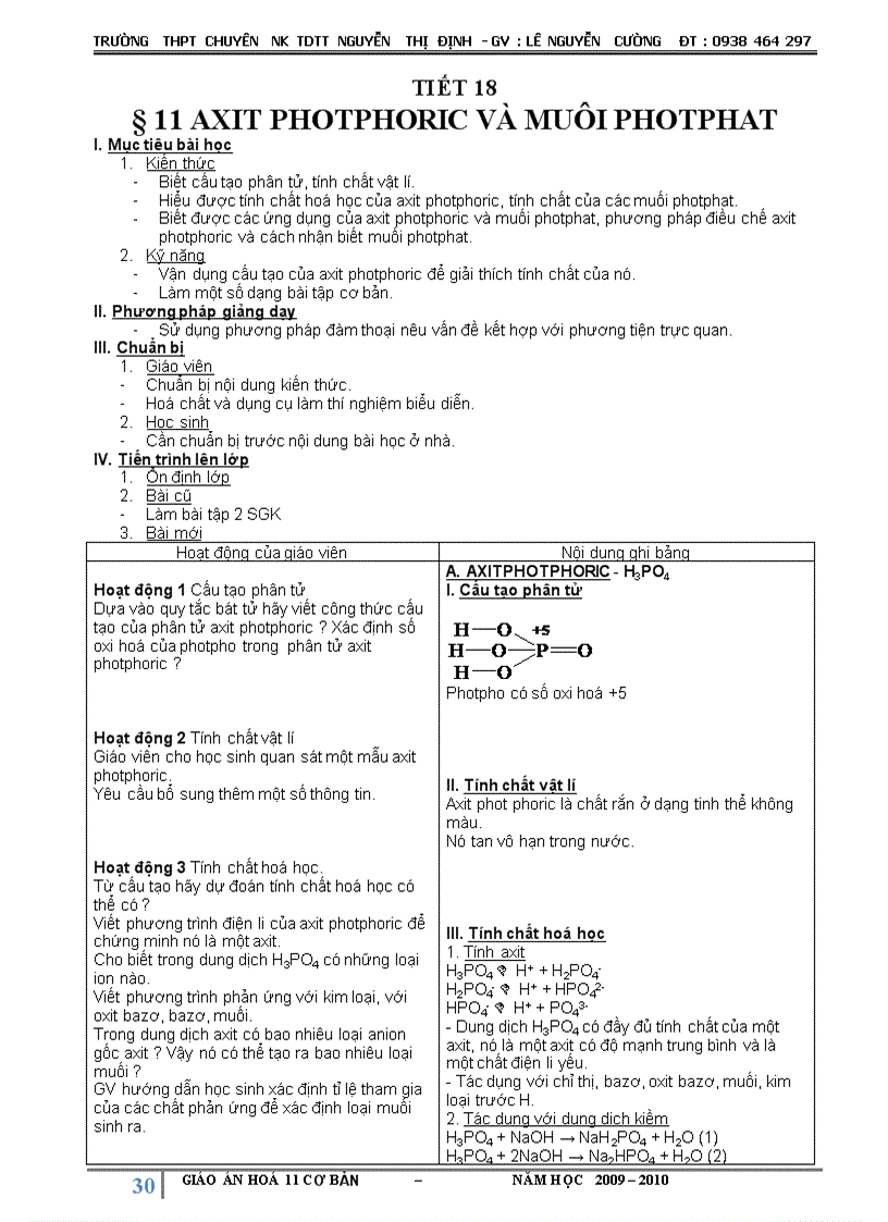image for page Giao an hoa hoc 11 cb hk 1