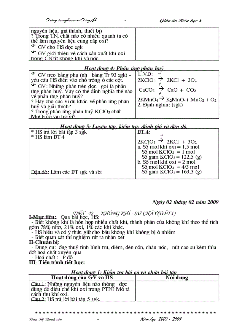 image for page Giáo án Hóa học 8 2008 2009 HKII