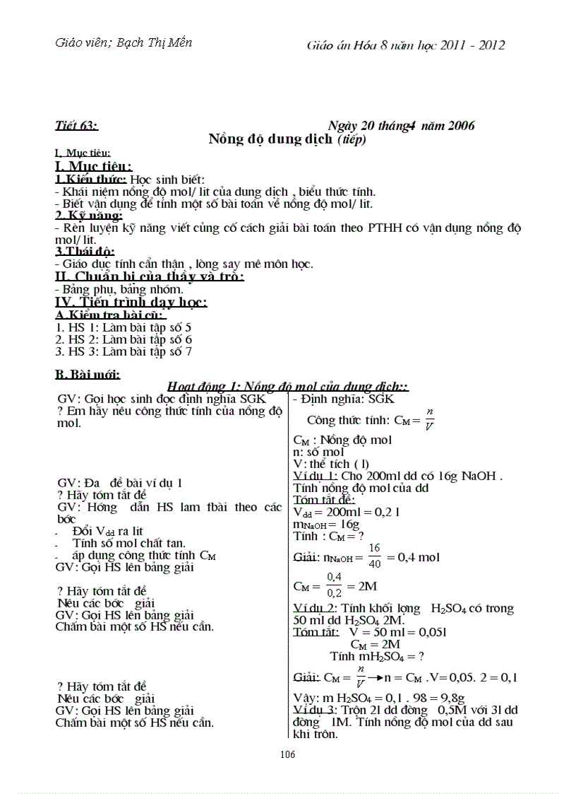 image for page Giao an hoa hoc 8 Bach Thi Men