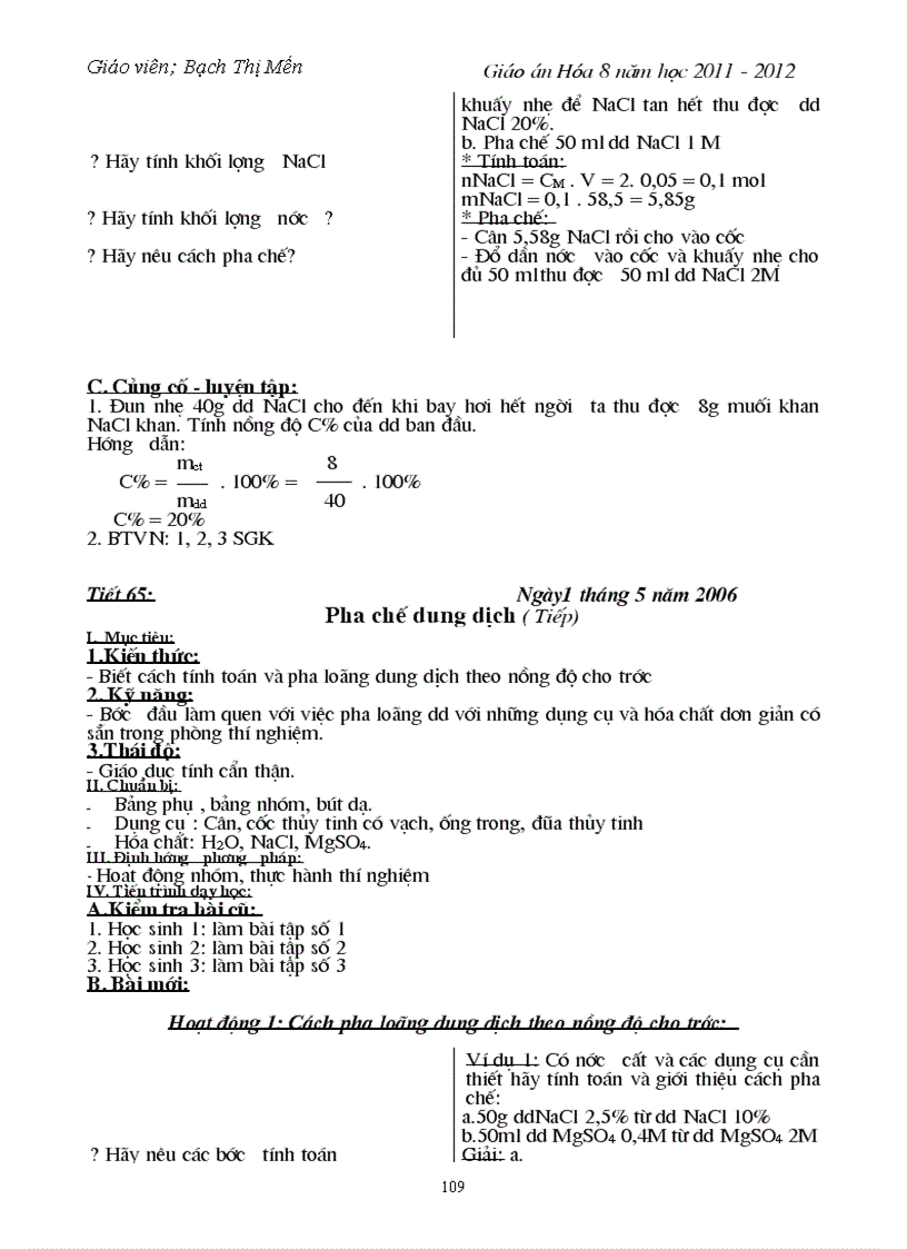 image for page Giao an hoa hoc 8 Bach Thi Men