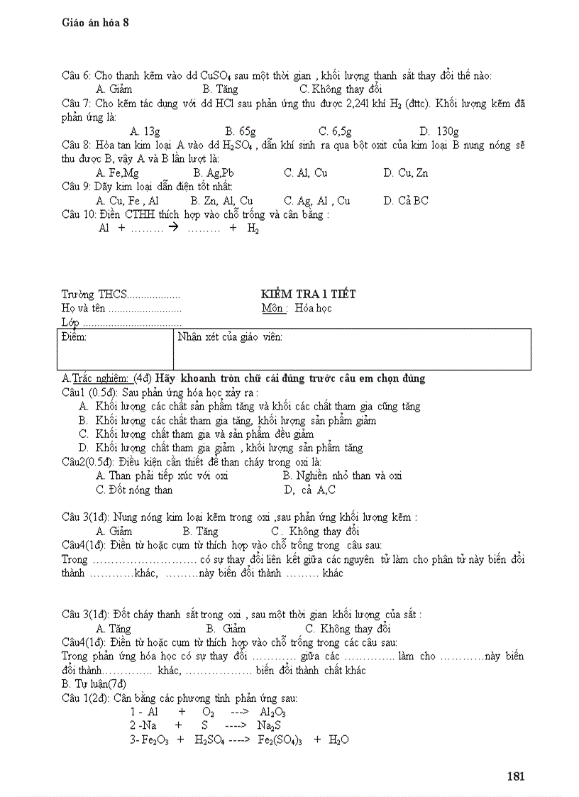 image for page Giáo án hóa học 8 chi tiết