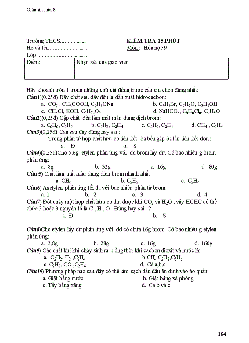 image for page Giáo án hóa học 8 chi tiết