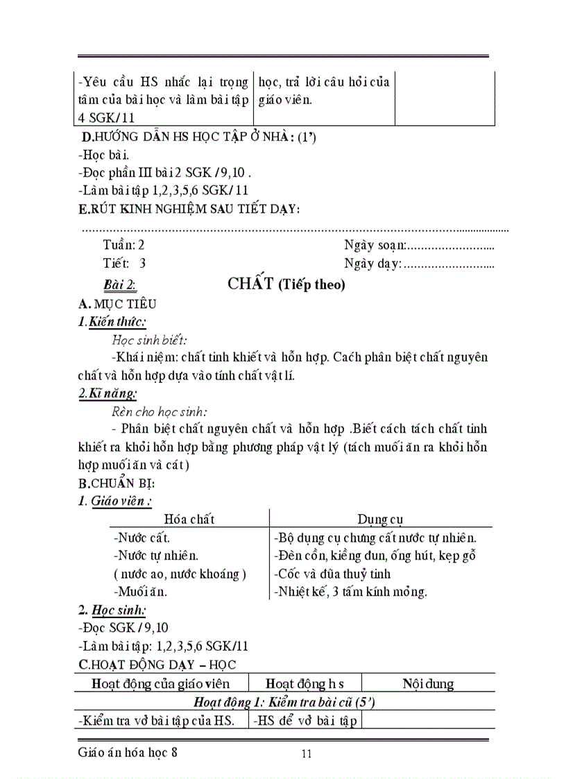 image for page Giáo án hóa học 8 chuẩn mới 2012