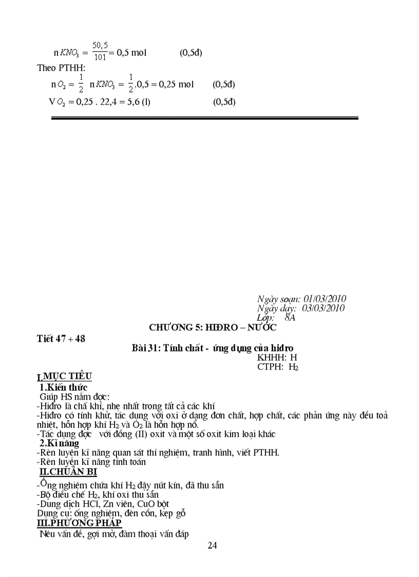 image for page Giáo án Hóa học 8 HKII