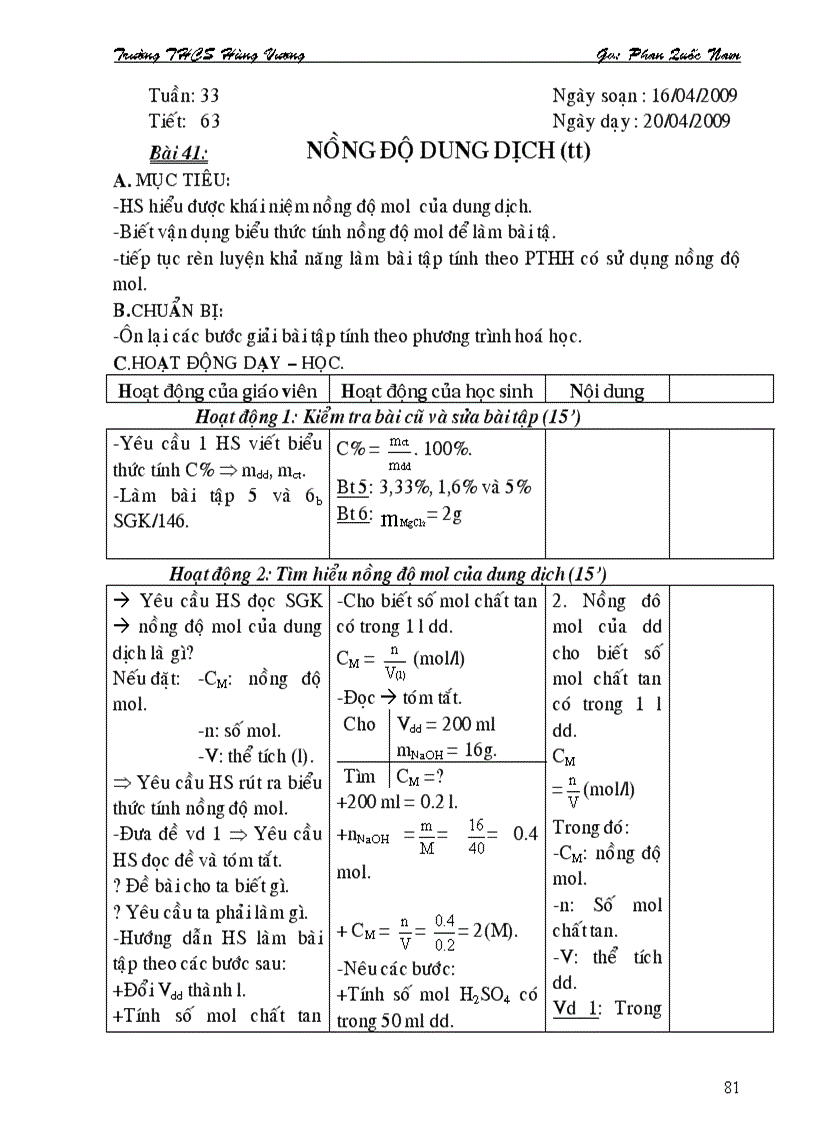 image for page Giao an Hoa hoc 8 HKII 4 cột