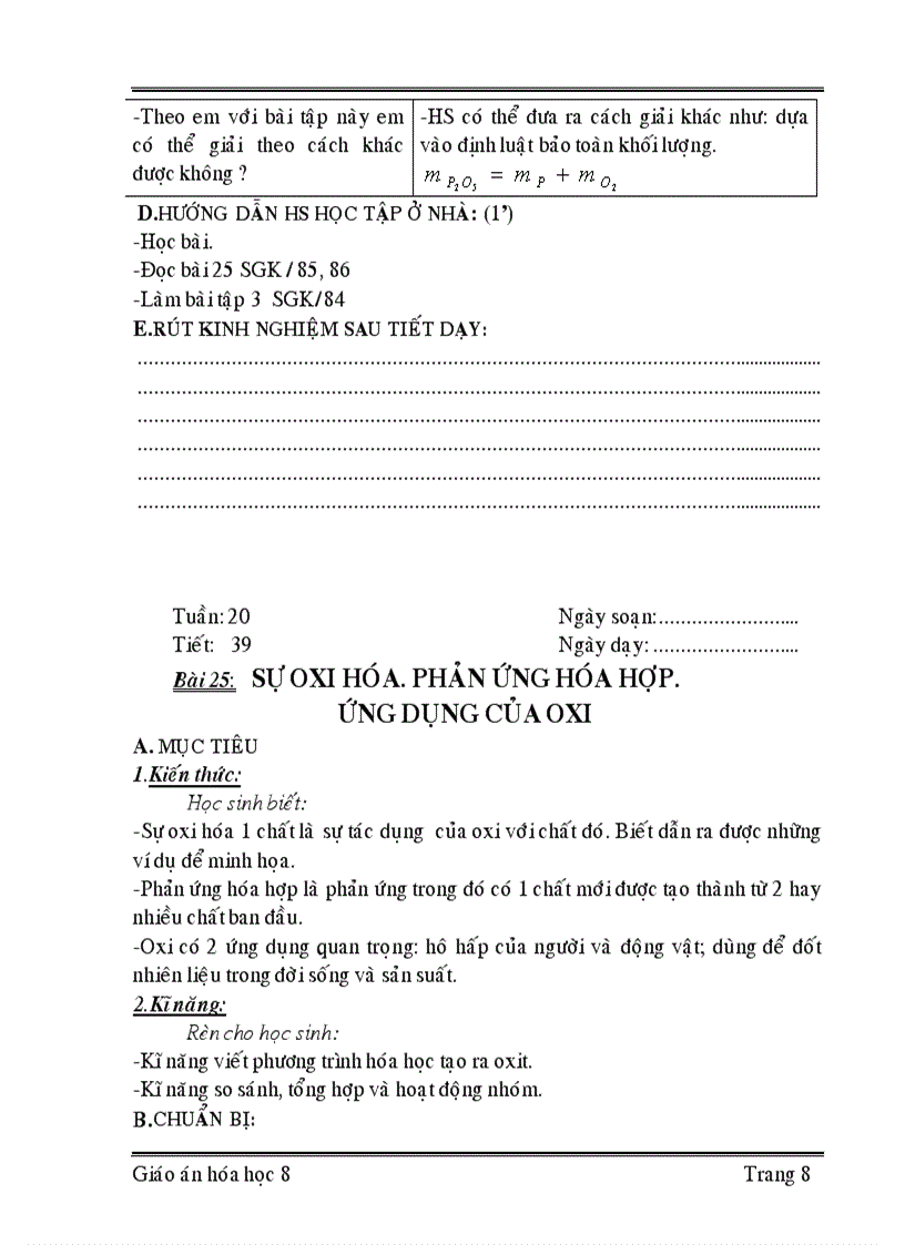 image for page Giáo án hóa học 8 học kỳ ii cực chuẩn