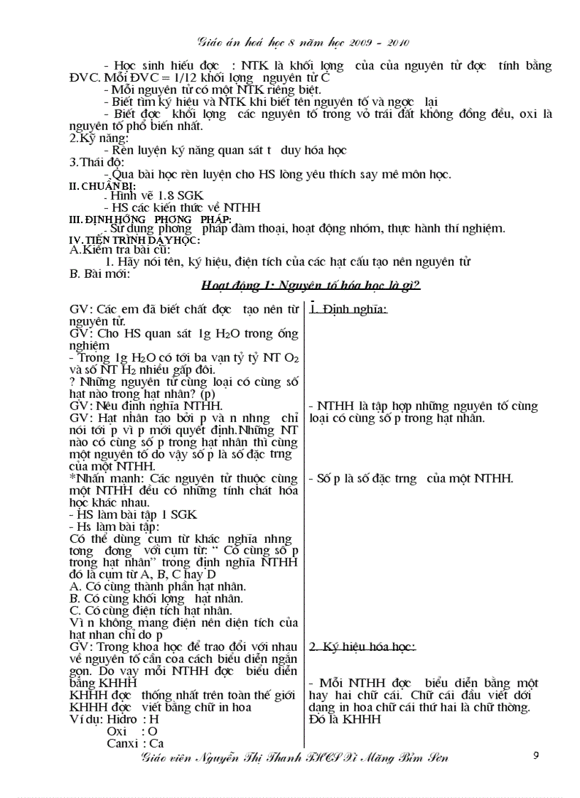 image for page Giáo án hóa học 8 mới trọn bộ