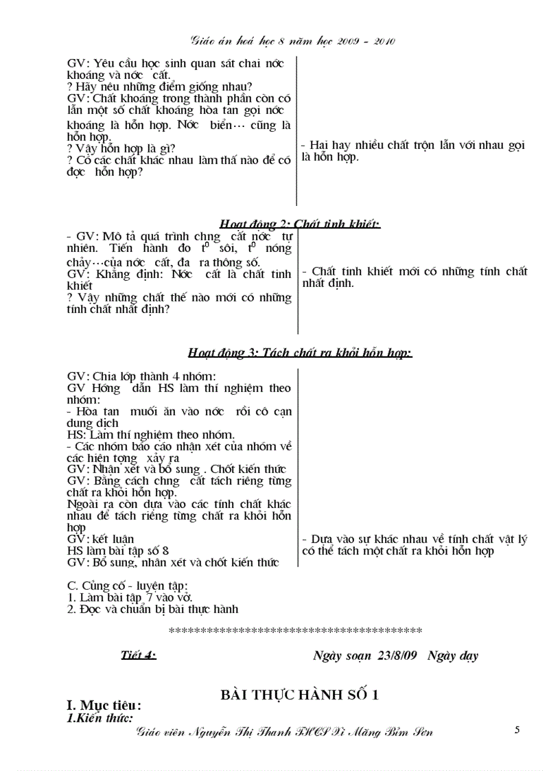 image for page Giáo án hóa học 8 năm 2009 2010