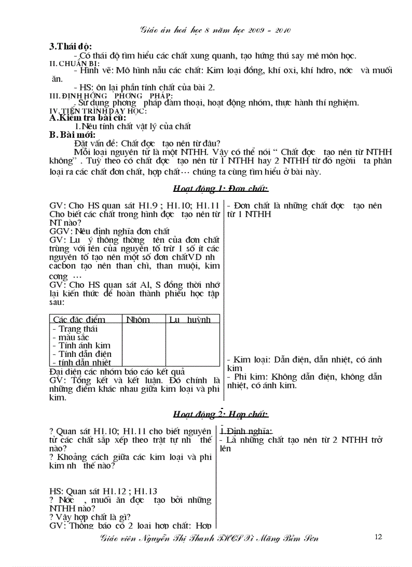 image for page Giáo án hóa học 8 năm 2009 2010
