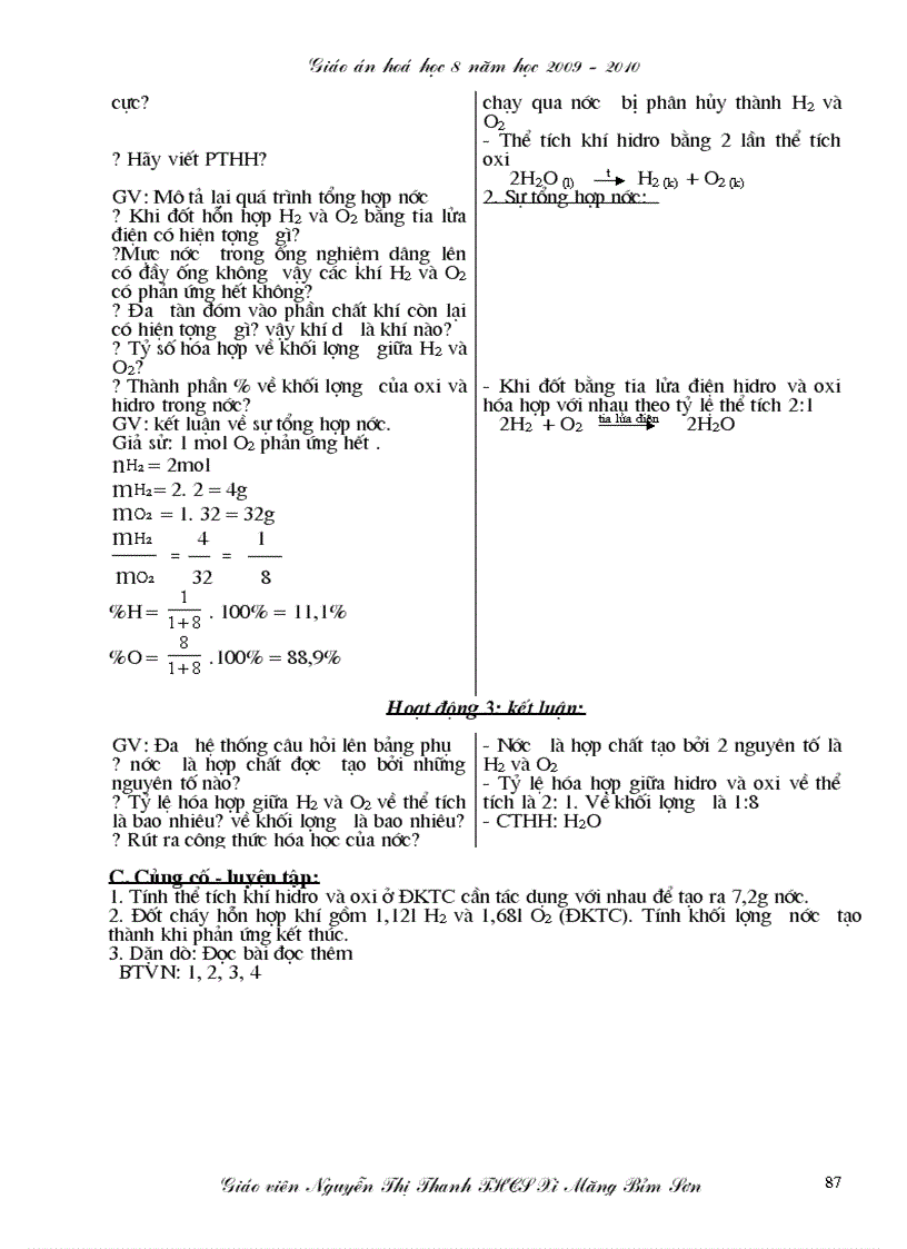 image for page Giáo án hóa học 8 năm 2009 2010