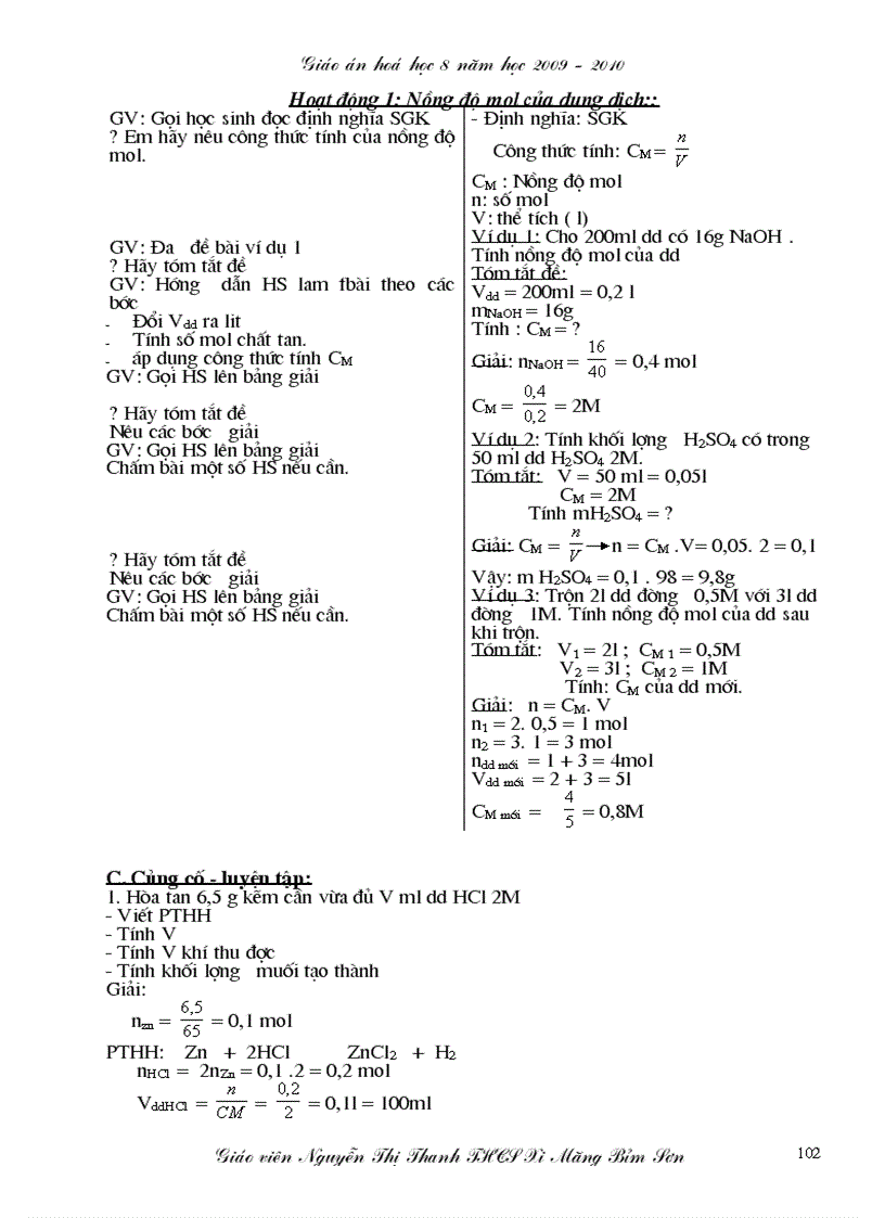 image for page Giáo án hóa học 8 năm 2009 2010