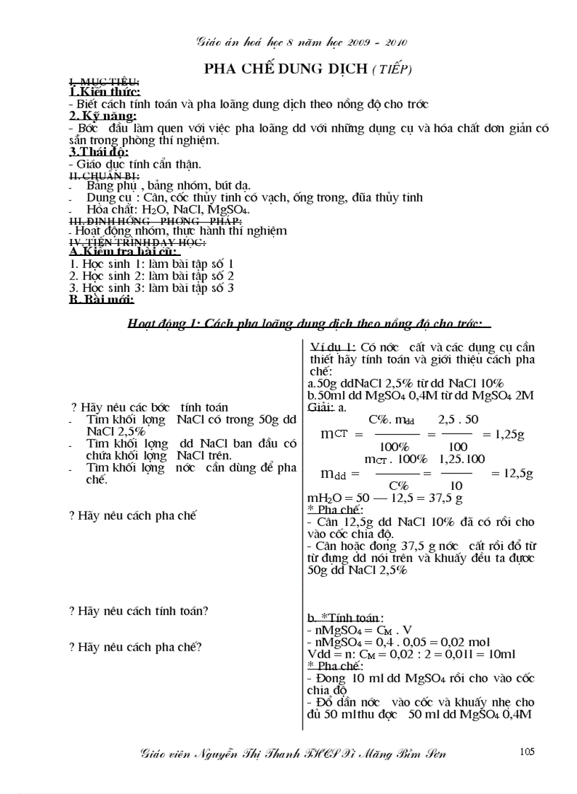 image for page Giáo án hóa học 8 năm 2009 2010