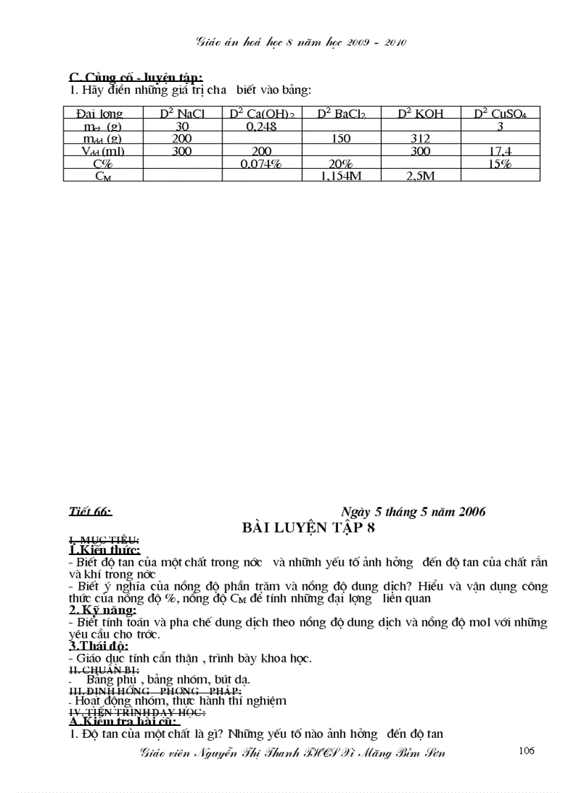 image for page Giáo án hóa học 8 năm 2009 2010