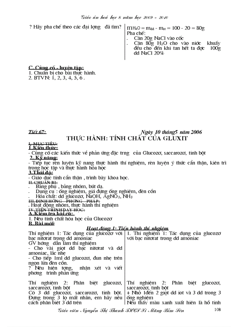 image for page Giáo án hóa học 8 năm 2009 2010