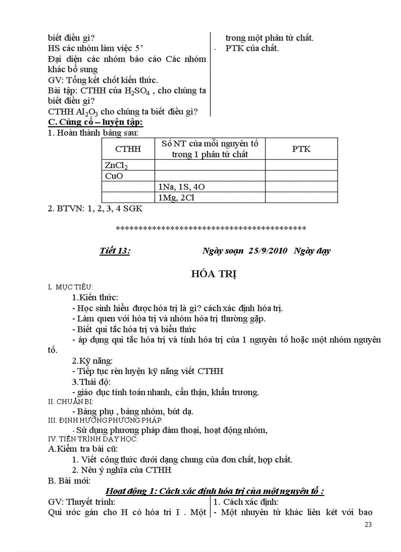 image for page Giáo án hóa học 8 năm học 2010 1011 NT