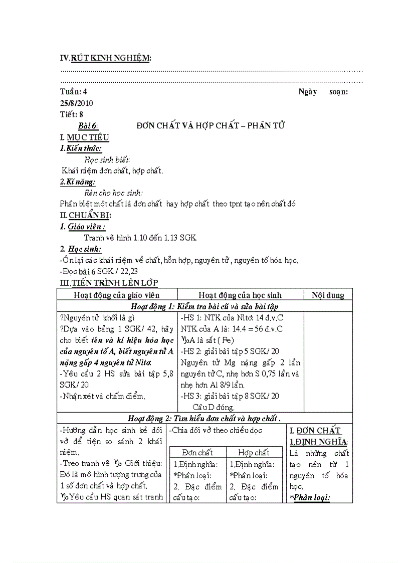 image for page Giao an HOA HOC 8 soan theo chuan KT KN 2010