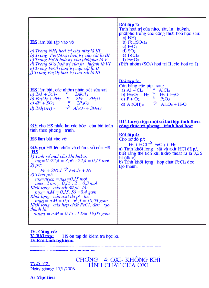 image for page Giáo Án hóa học 8 Từ Tiết 23 đến Tiết 45