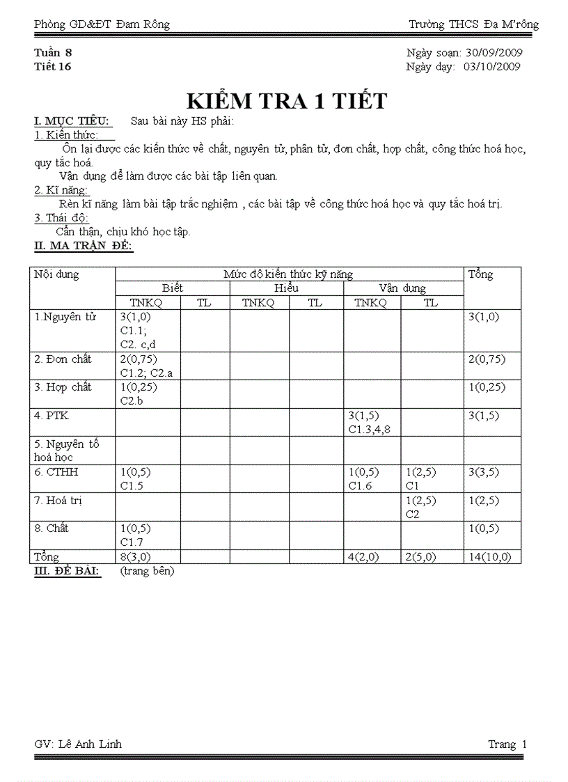 Giáo án kiểm tra số 1