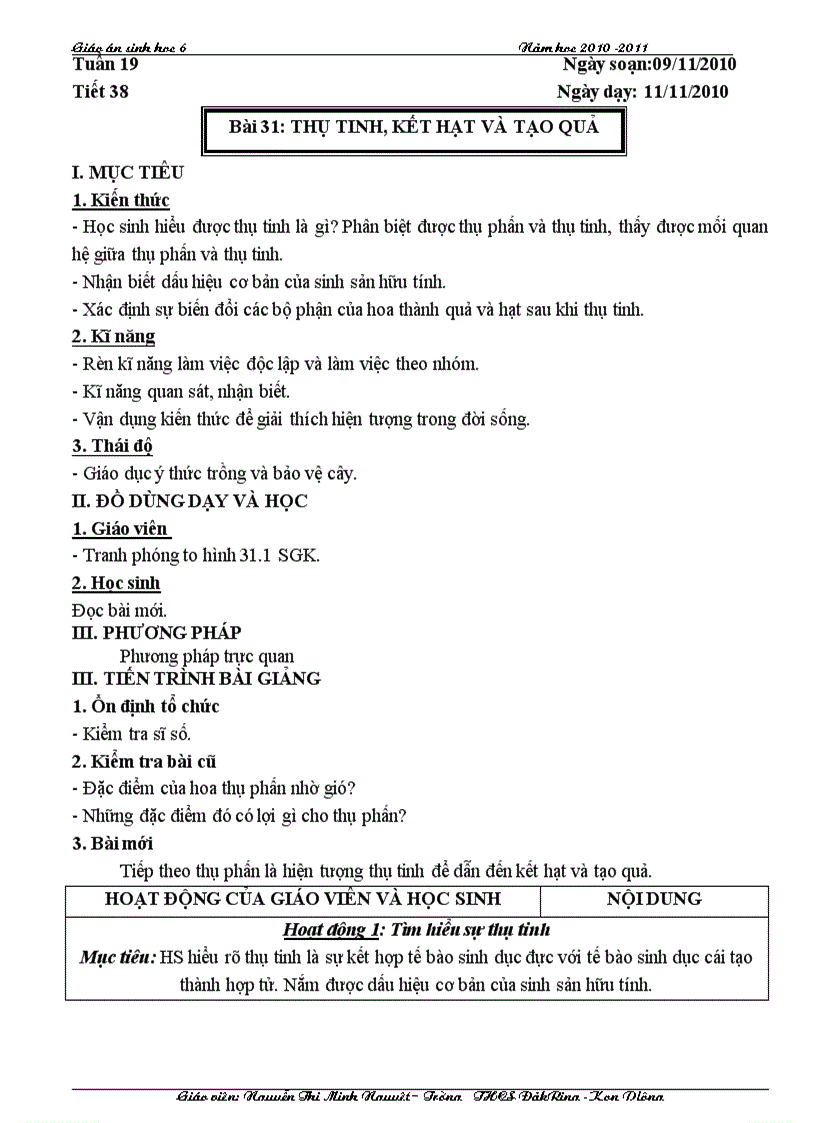 image for page Giáo án sinh 6 cktkn 2011