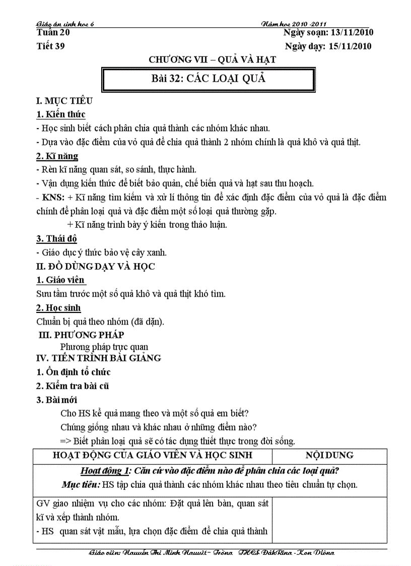 image for page Giáo án sinh 6 cktkn 2011