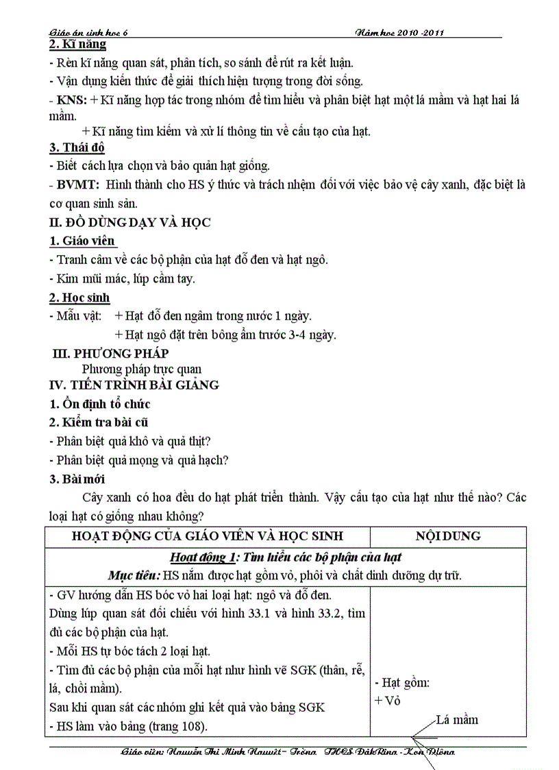 image for page Giáo án sinh 6 cktkn 2011