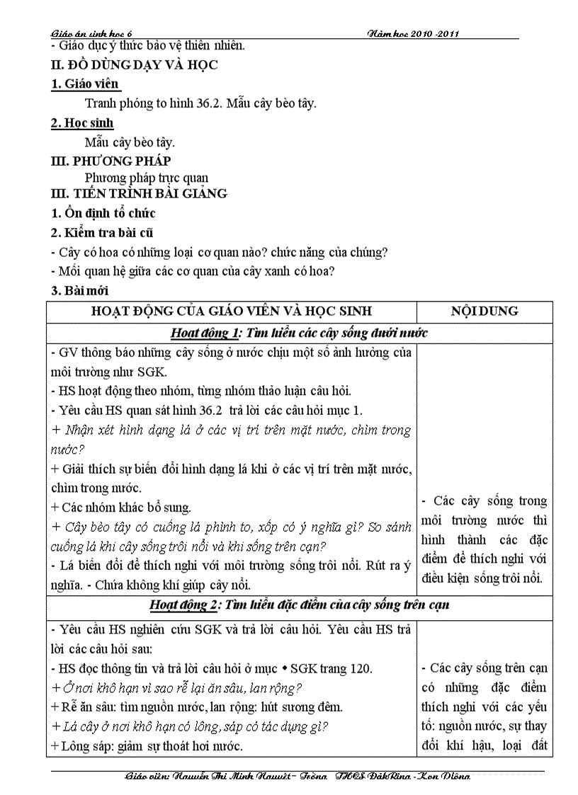 image for page Giáo án sinh 6 cktkn 2011