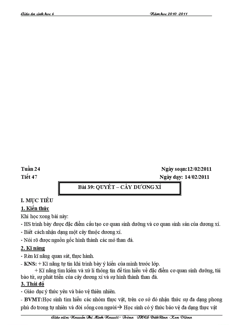 image for page Giáo án sinh 6 cktkn 2011