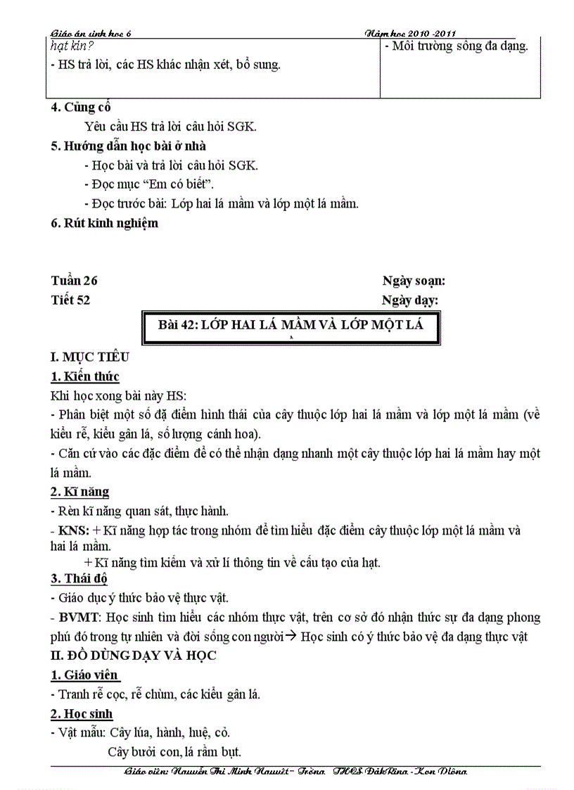 image for page Giáo án sinh 6 cktkn 2011