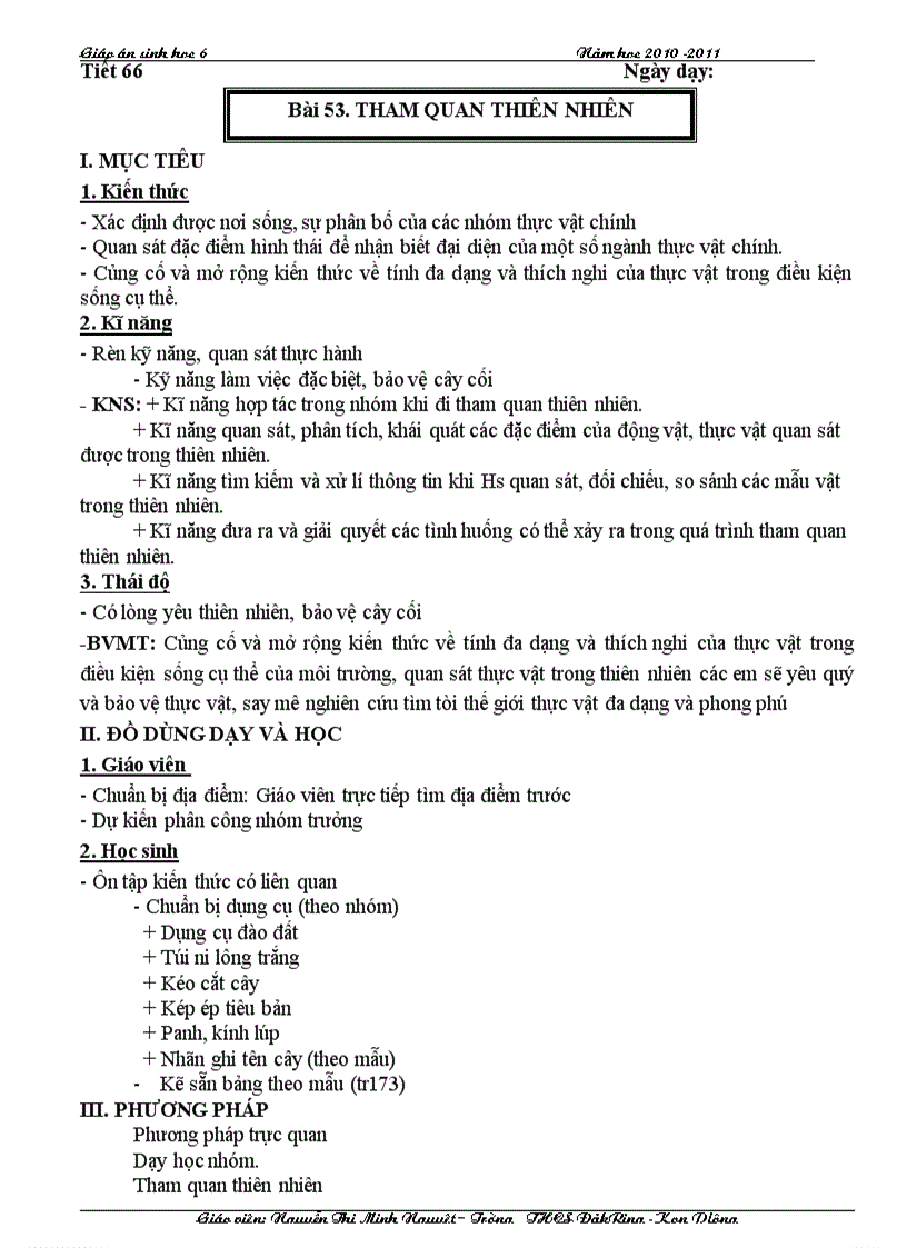 image for page Giáo án sinh 6 cktkn 2011